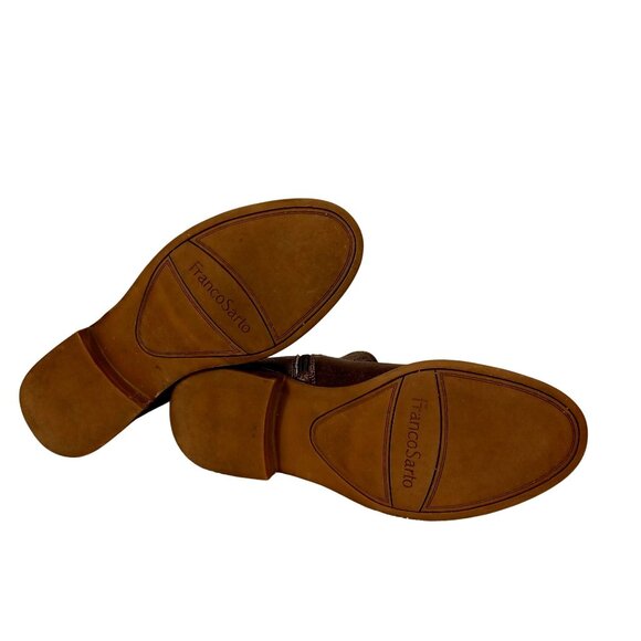 Franco Sarto Chelsea Boot Side Zip Taupe Block Flat Womens Leather Shoe Size 7.5 - Picture 10 of 11